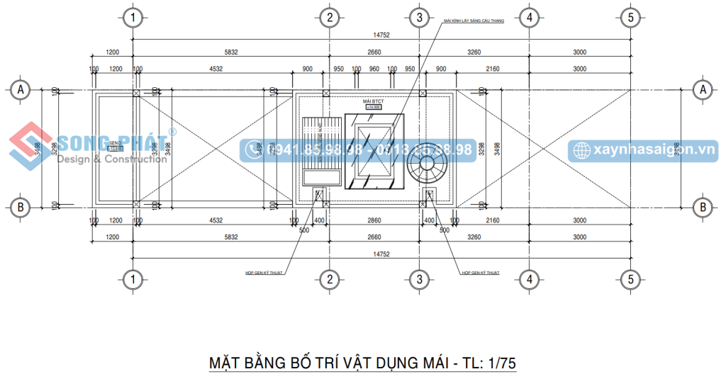 Mặt bằng bố trí vật dụng mái