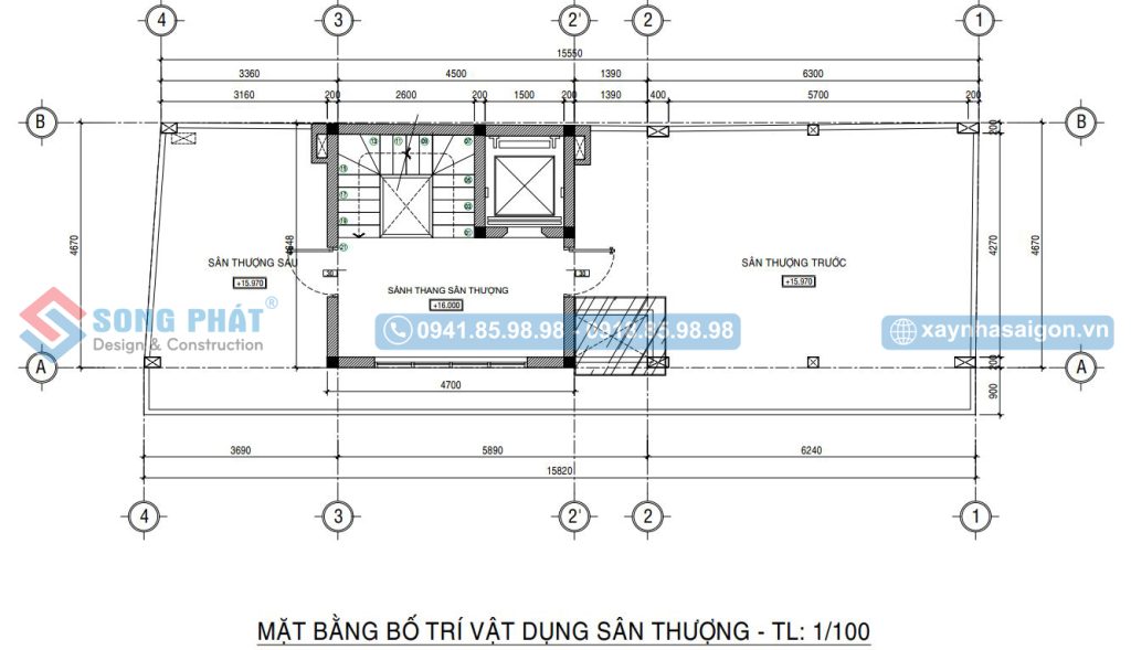 Mặt bằng bố trí vật dụng sân thượng 