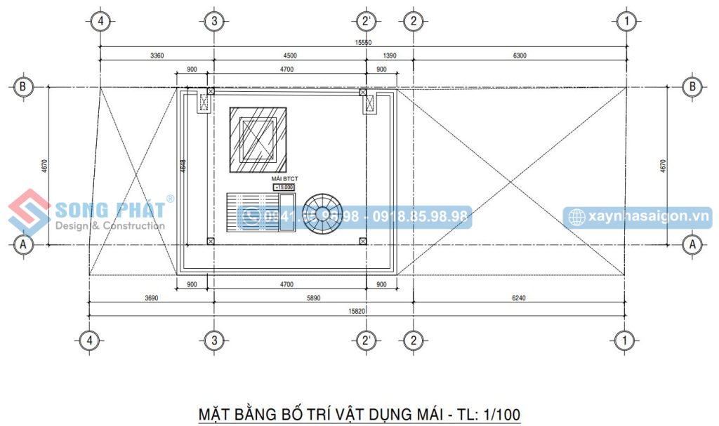 Mặt bằng mái BTCT 