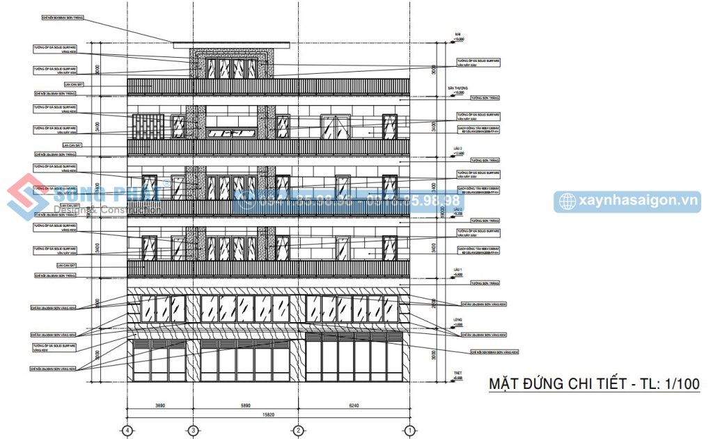 Chi tiết mặt đứng ngôi nhà 