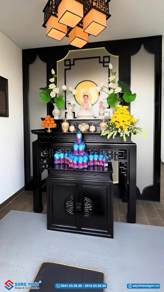 Gian thờ sang trọng, trang nghiêm và toát lên vẻ đẹp đầy tinh tế.