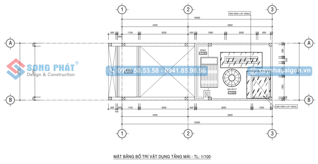 Mặt bằng bố trí vật dụng mái