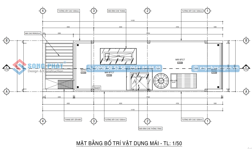 Mặt bằng bố trí vật dụng mái