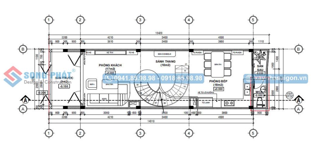 Mặt bằng bố trí vật dụng tầng trệt 