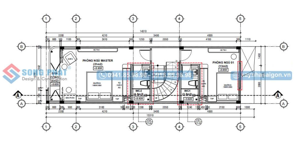 Mặt bằng bố trí vật dụng lầu 1 