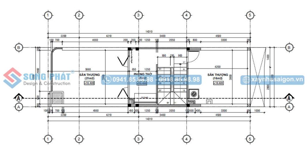 Mặt bằng bố trí vật dụng sân thượng 