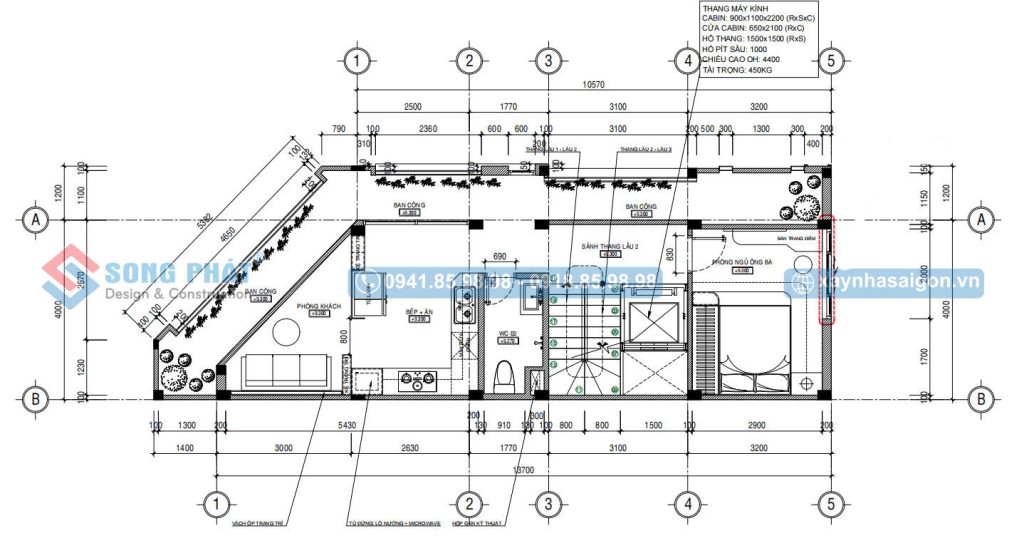 Mặt bằng bố trí vật dụng lầu 2 