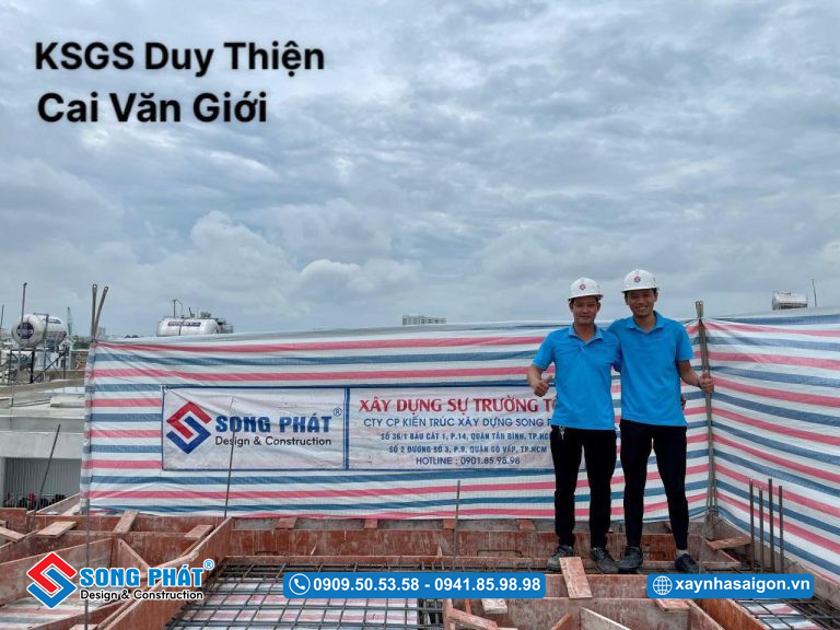 KSGS Duy Thiện và Cai Cao Văn Giới kiểm tra hoàn thiện đi thép sàn