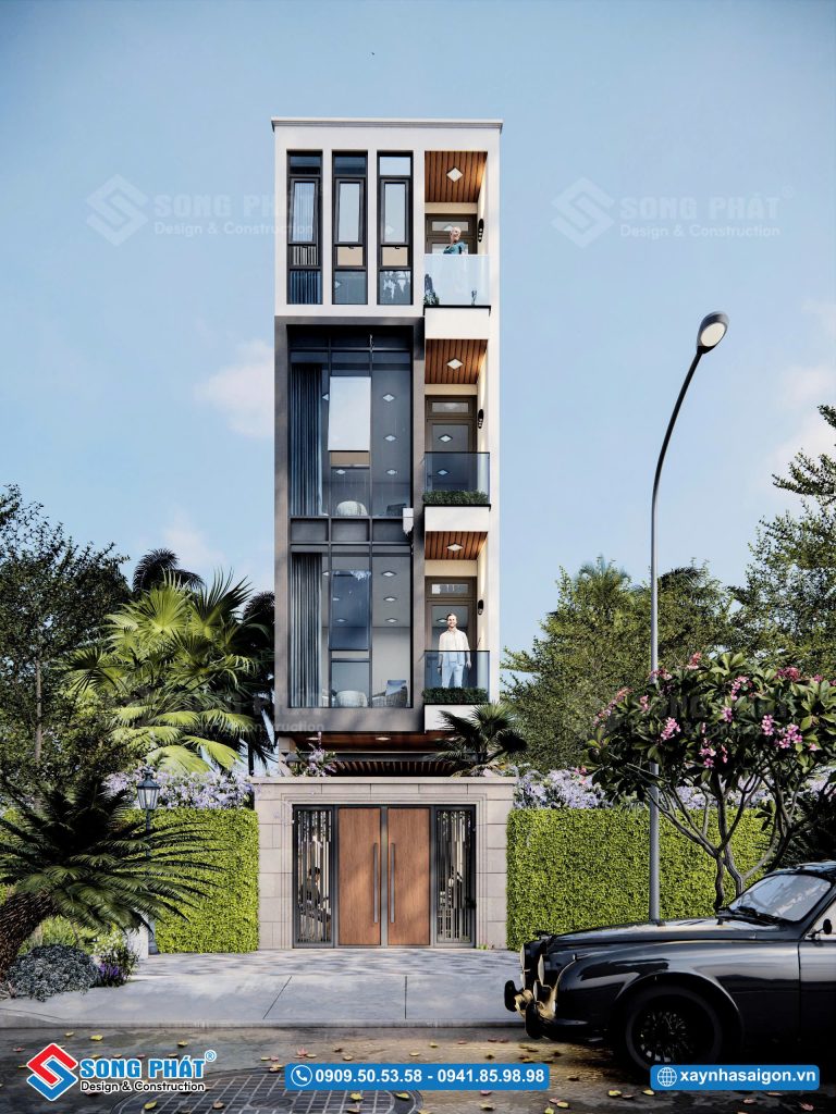 Phối cảnh mặt tiền gia đình anh Hà đã chốt thi công