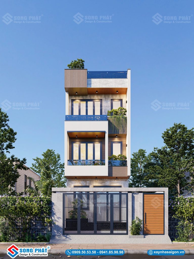 Phối cảnh mặt tiền gia đình anh Sang đã chốt thi công