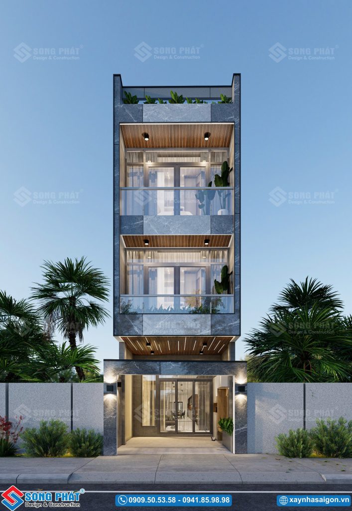 Phối cảnh mặt tiền gia đình chị Hòa đã chốt thi công