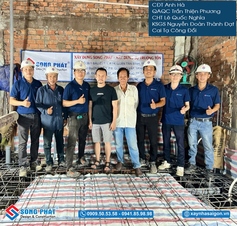 Đội ngũ song Phát có mặt kiểm tra thép sàn hoàn thiện