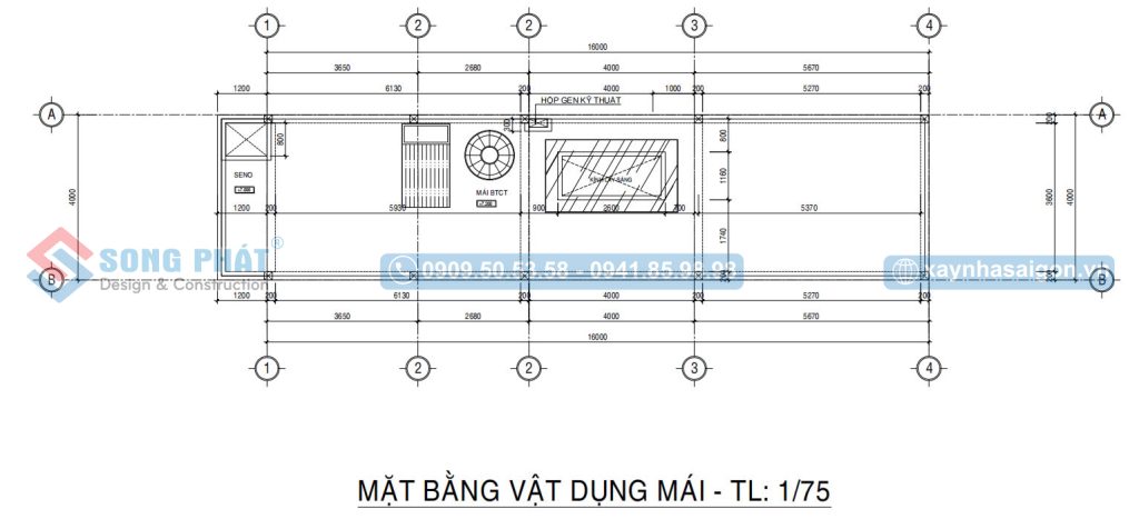 Mặt bằng bố trí vật dụng mái