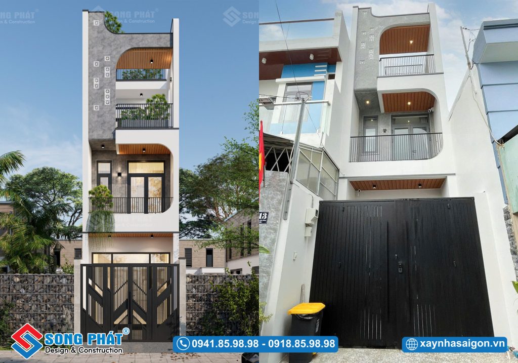 Mặt tiền nhà hoàn thiện giống 100% phối cảnh