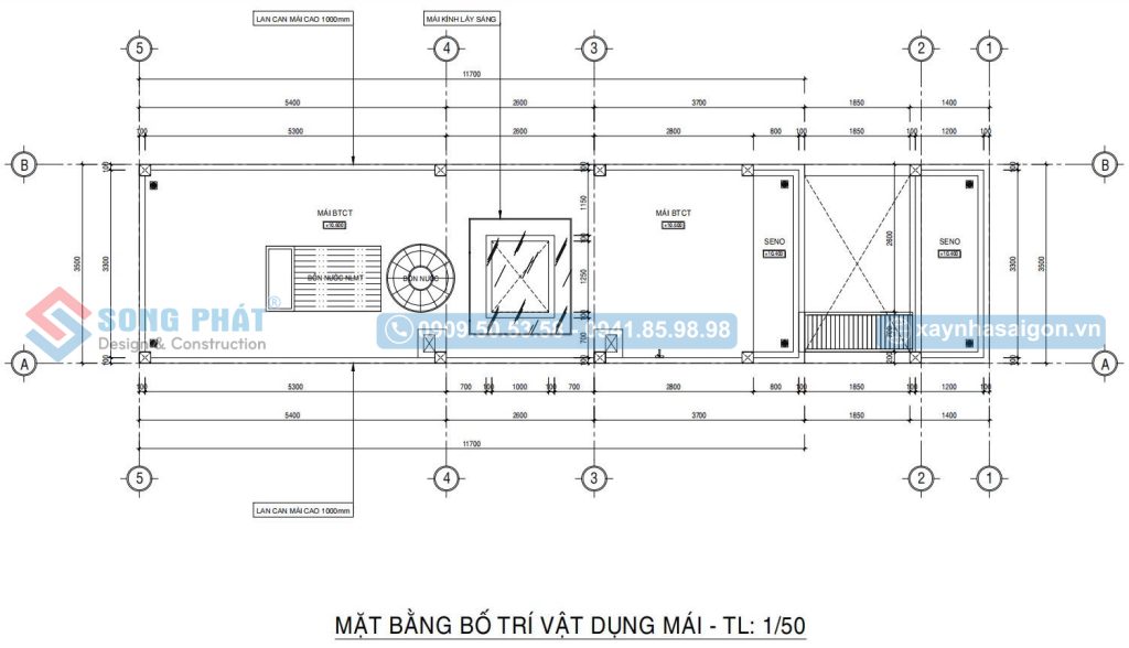 Mặt bằng bố trí vật dụng mái