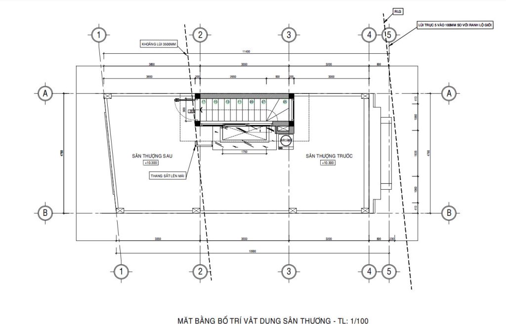 Mặt bằng bố trí vật dụng sân thượng