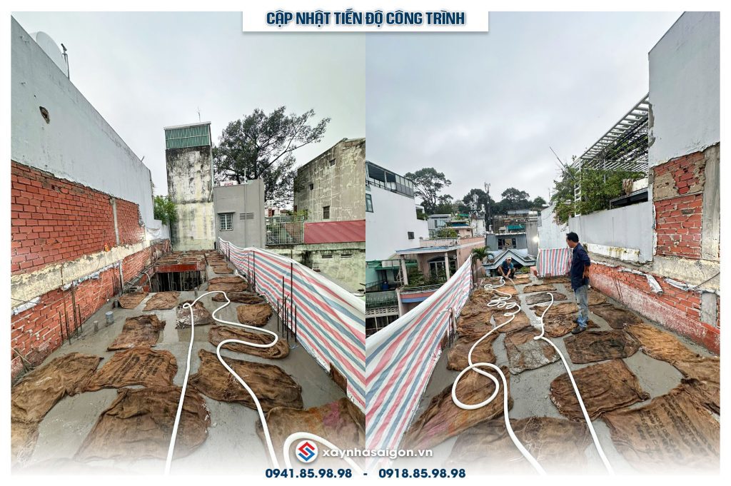 Bao che, tưới ẩm bảo dưỡng bê tông sàn