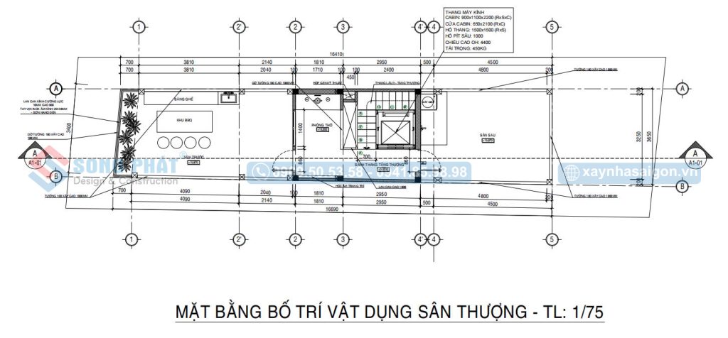 Mặt bằng bố trí vật dụng sân thượng