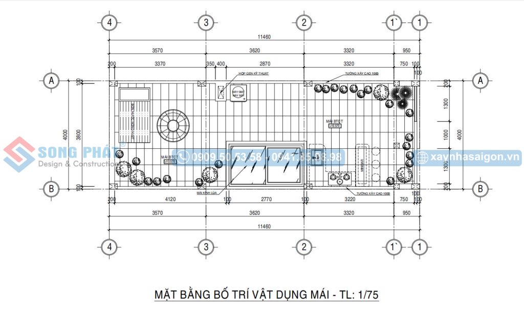 Mặt bằng bố trí vật dụng mái