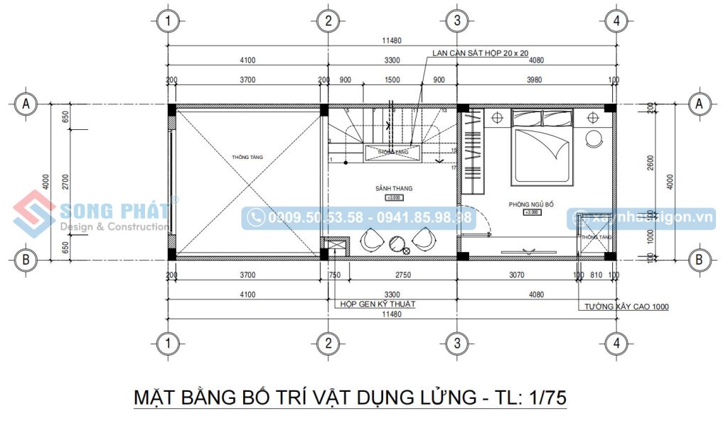 Mặt bằng bố trí vật dụng tầng lửng