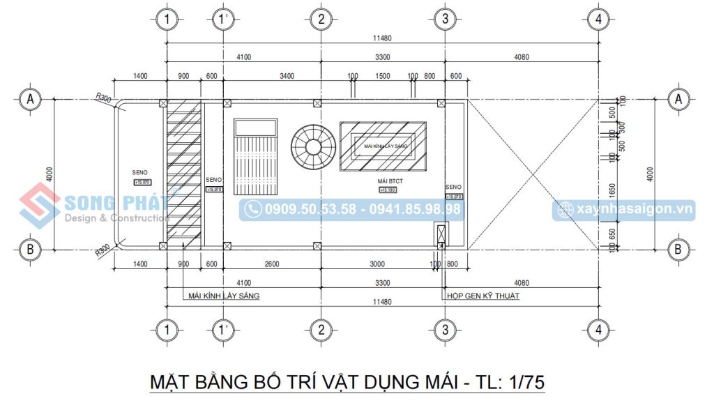 Mặt bằng bố trí vật dụng mái