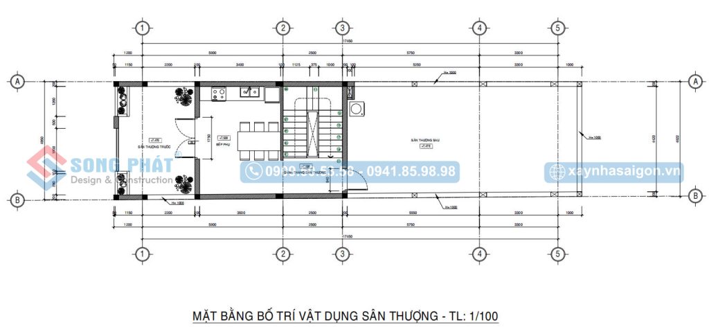 Mặt bằng bố trí vật dụng sân thượng