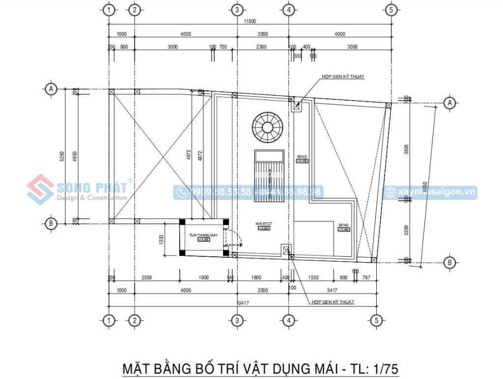 Mặt bằng bố trí vật dụng mái