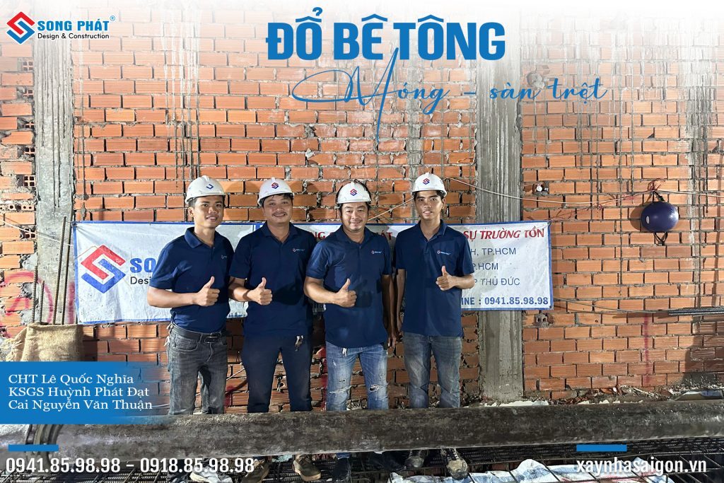 Đội ngũ Song Phát nghiệm thu thép sàn, giám sát quá trình đổ bê tông