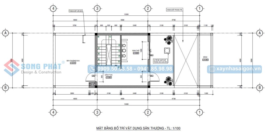 Mặt bằng bố trí vật dụng sân thượng