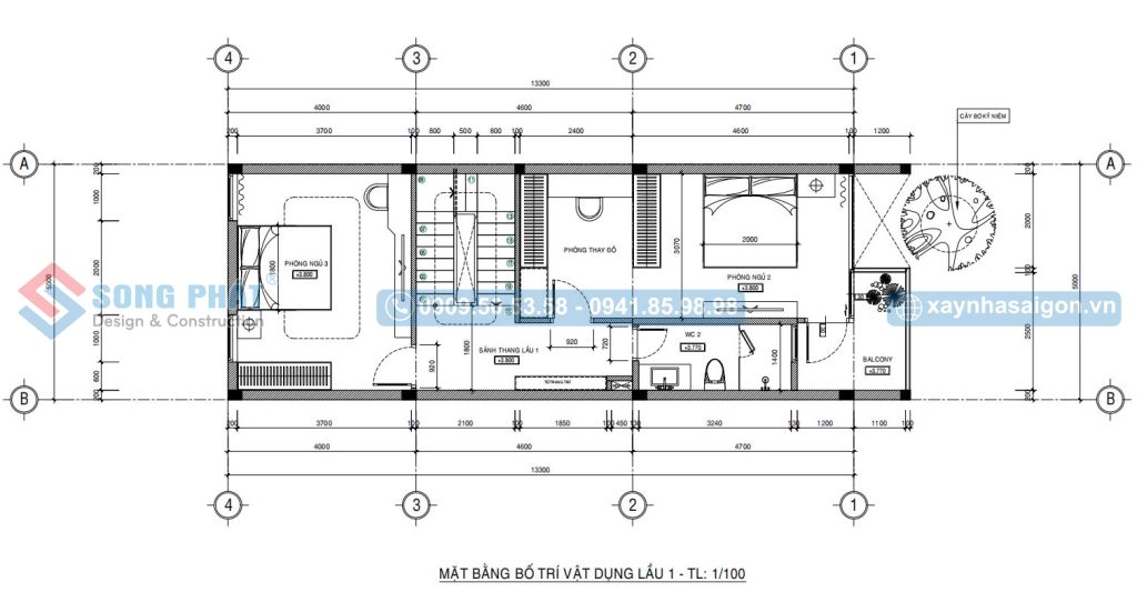 Mặt bằng bố trí vật dụng lầu 1