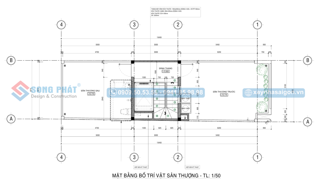 Mặt bằng bố trí vật dụng sân thượng