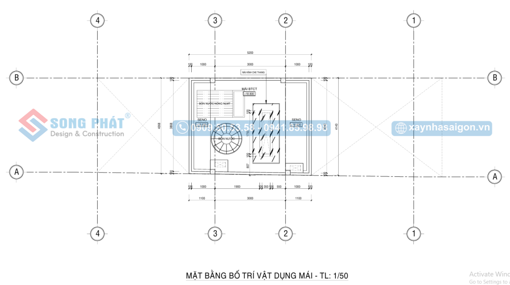 Mặt bằng bố trí vật dụng mái