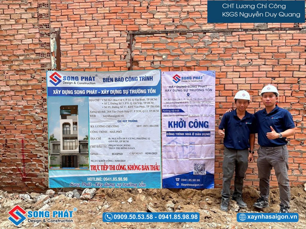 Đội ngũ Song Phát trong buổi định vị công trình 