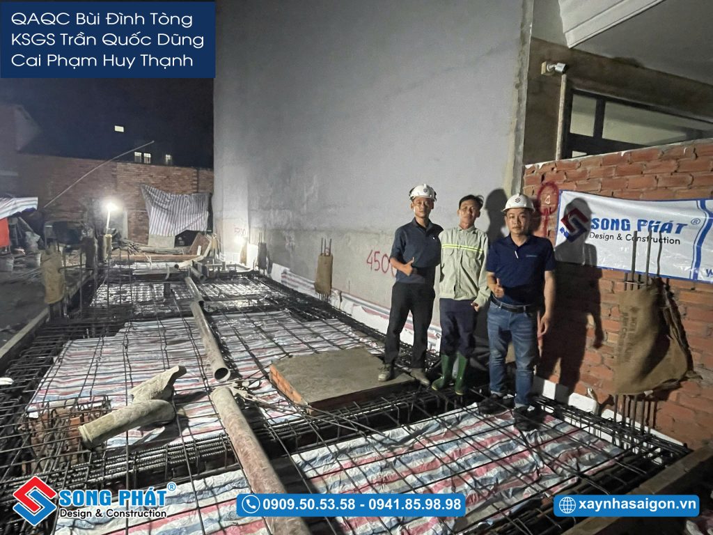 Đội ngũ Song Phát nghiệm thu thép sàn, giám sát quá trình đổ bê tông 