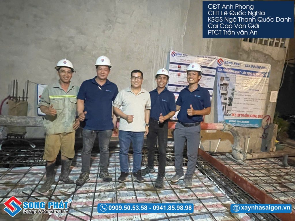 Đội ngũ Song Phát nghiệm thu thép sàn, giám sát quá trình đổ bê tông 