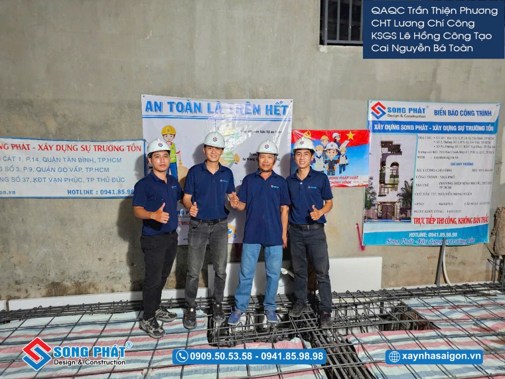 Đội ngũ Song Phát nghiệm thu thép sàn, giám sát quá trình đổ bê tông 