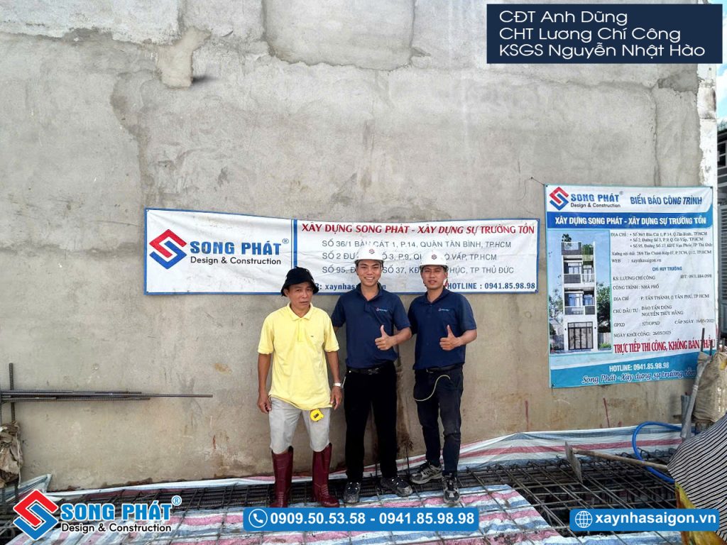 CĐT cùng đội ngũ Song Phát nghiệm thu thép sàn, giám sát quá trình đổ bê tông 