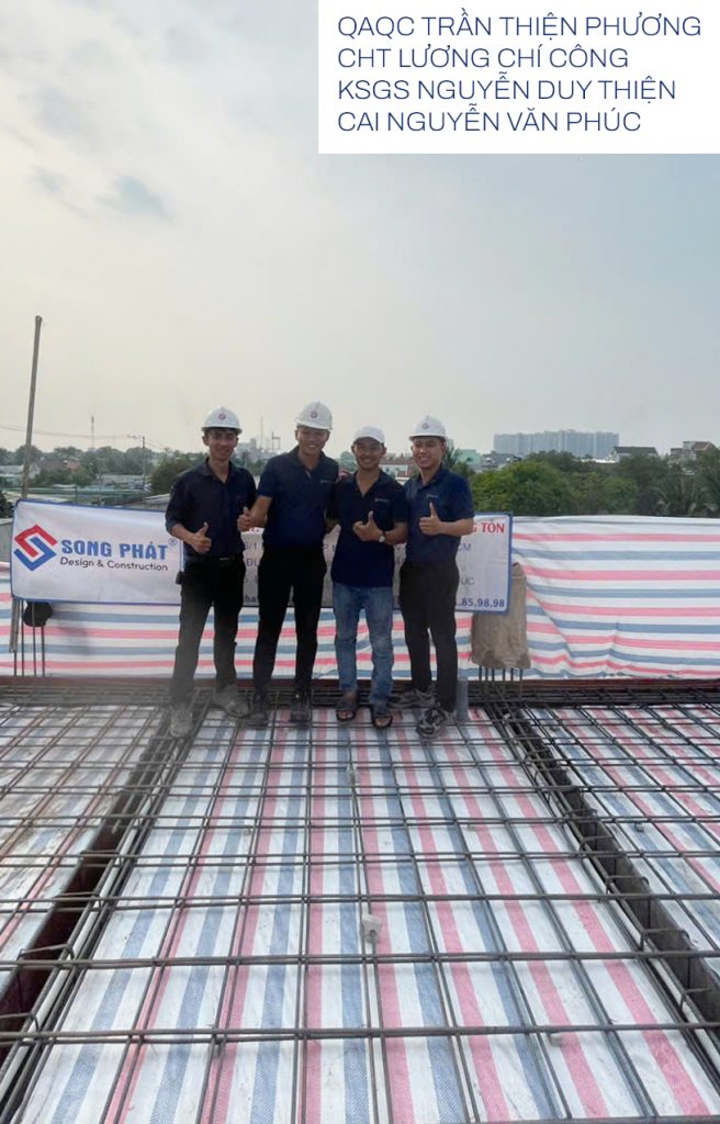 Đội ngũ Song Phát nghiệm thu thép sàn, giám sát quá trình đổ bê tông