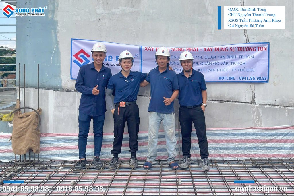 Đội ngũ Song Phát nghiệm thu thép sàn, giám sát quá trình đổ bê tông 