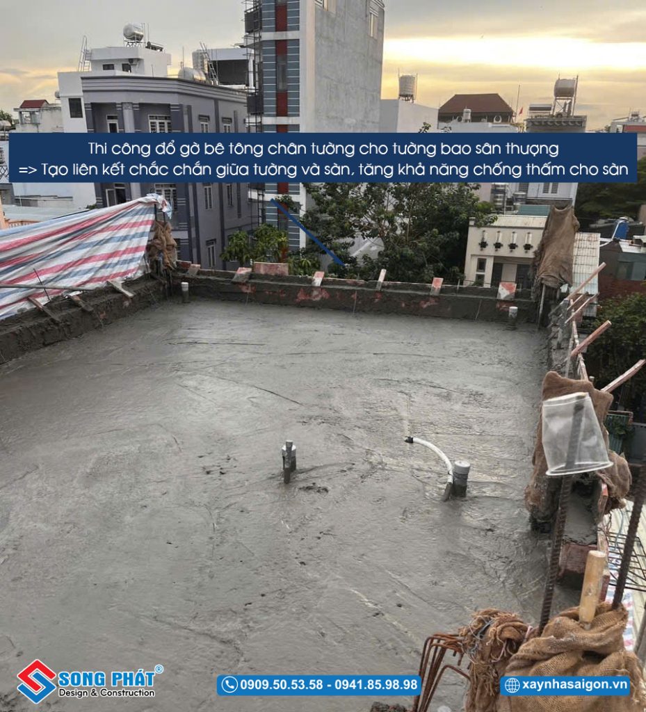Thi công đổ bê tông sàn sân thượng 