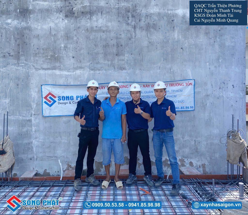 Đội ngũ Song Phát nghiệm thu thép sàn, giám sát quá trình đổ bê tông 