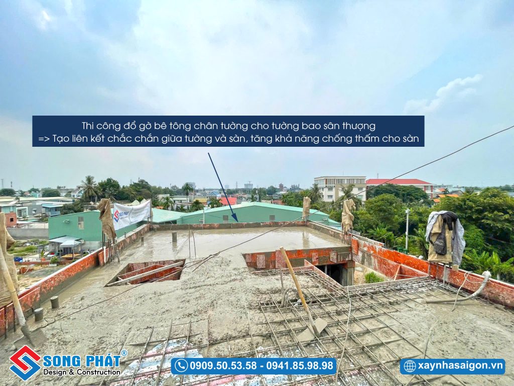 Đổ bê tông sàn sân thượng 