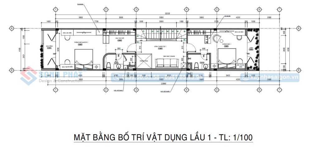 Mặt bằng bố trí vật dụng lầu 1