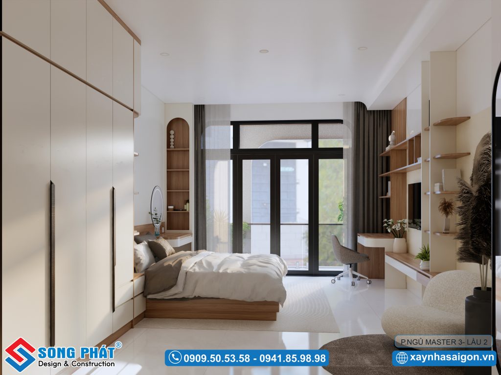 Tone trắng làm chủ đạo mang đến tổng thể thanh thoát, nhẹ nhàng cho không gian
