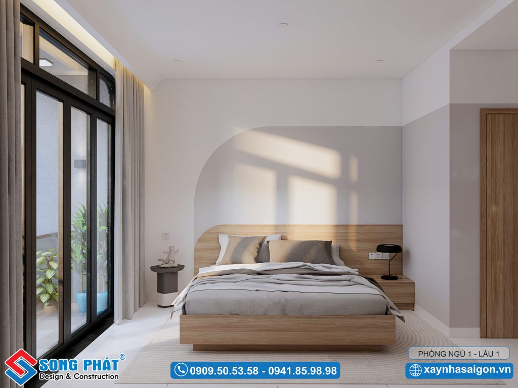 Phòng ngủ 1 được thiết kế đơn giản, tinh tế