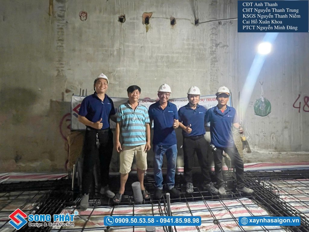 Đội ngũ Song Phát nghiệm thu thép sàn – giám sát quá trình đổ bê tông