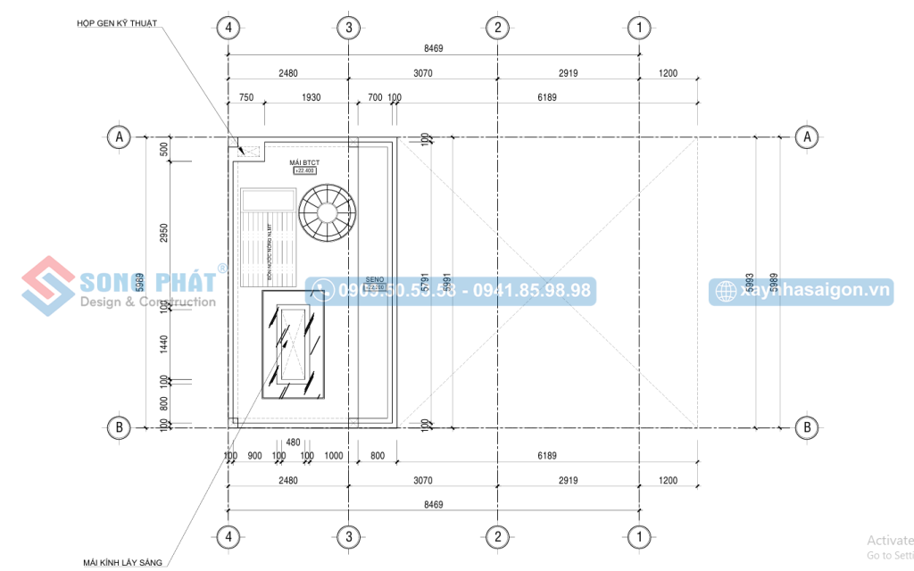 Mặt bằng bố trí vật dụng mái