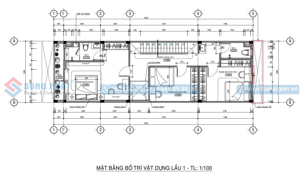 Mặt bằng bố trí vật dụng lầu 1