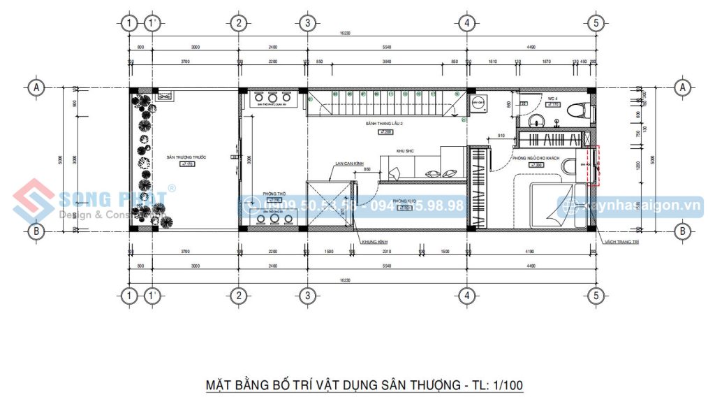 Mặt bằng bố trí vật dụng sân thượng