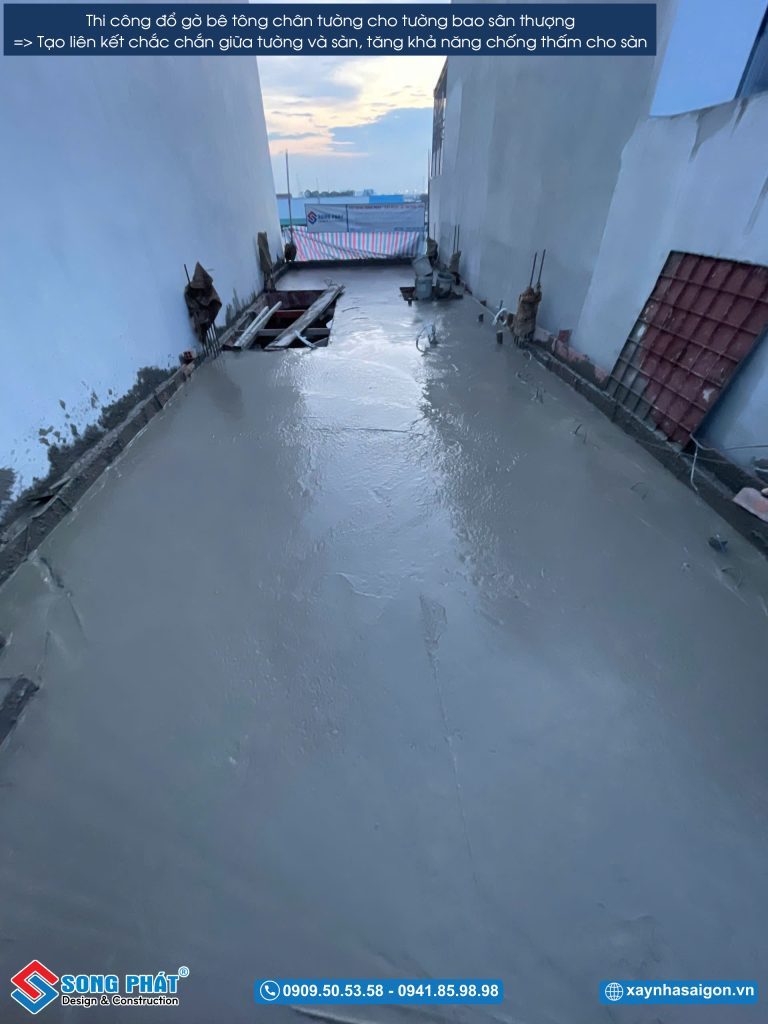 Đổ bê tông sàn sân thượng